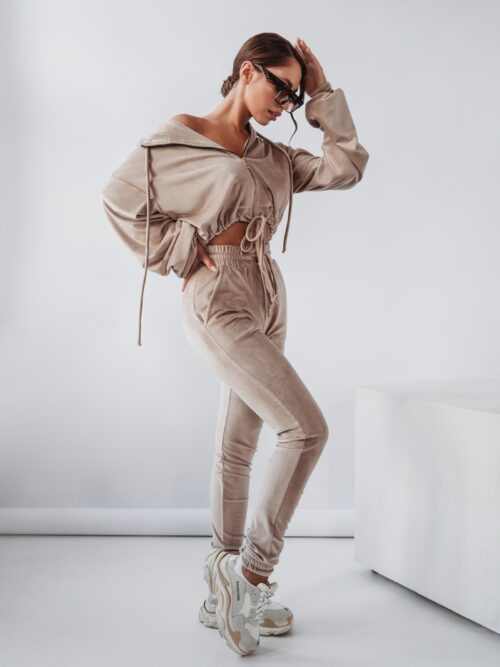 Komplet welurowy Coffee Colors Ola Voga beżowy