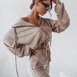 Komplet welurowy Coffee Colors Ola Voga beżowy