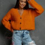 Krótki sweter Elikso pomarańczowy