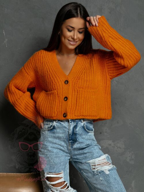 Krótki sweter Elikso pomarańczowy