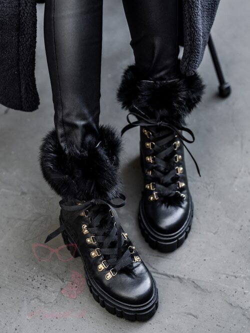 Workery z futrem Madam Kazarra III czarne