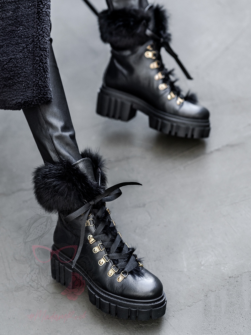 Workery z futrem Madam Kazarra III czarne