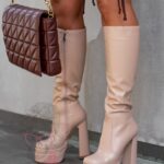 -wyprzedane-Kozaki na platformie Rock Perpos beżowe