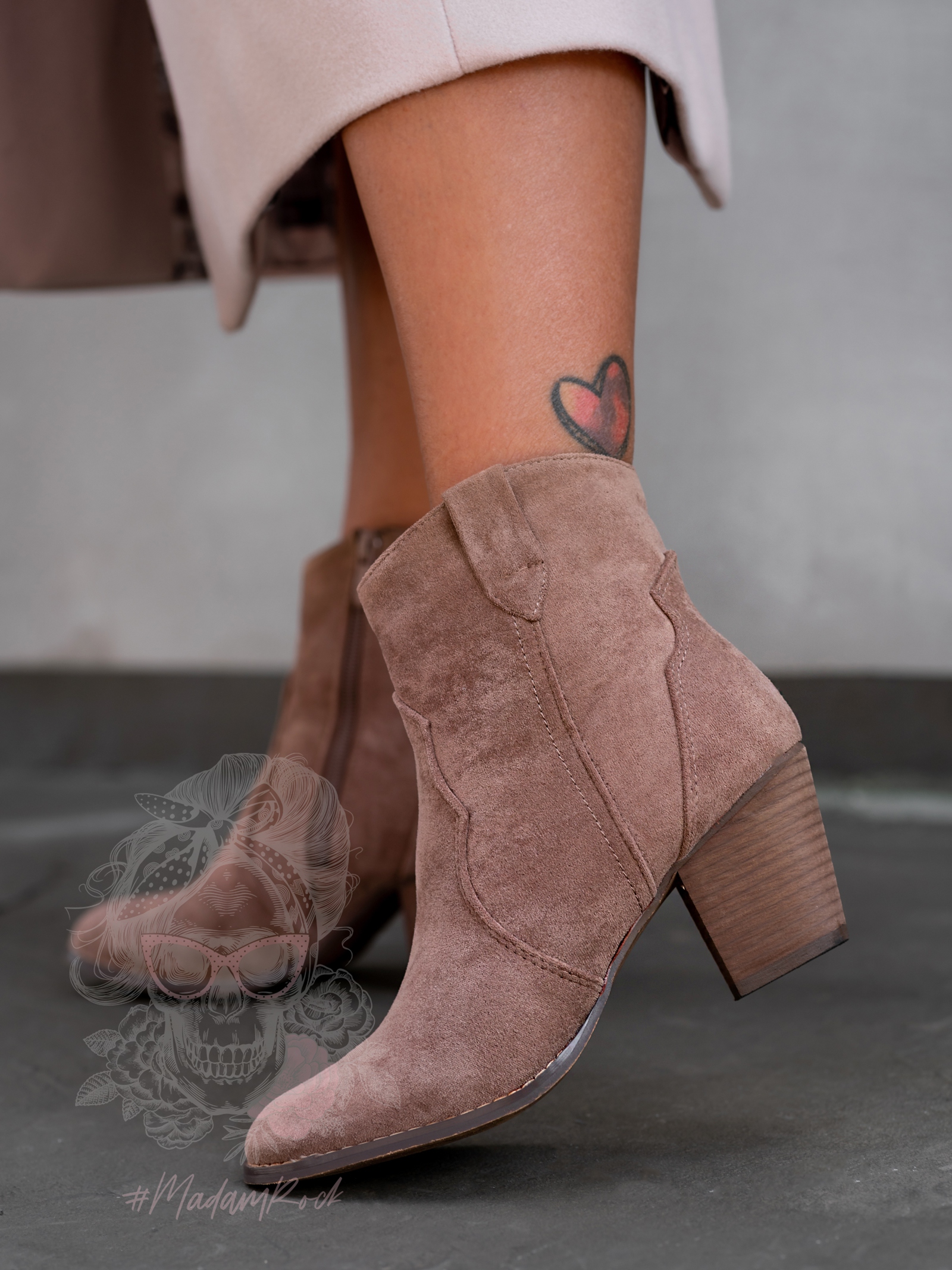 -WYPRZEDANE-Botki zamszowe Madam Takko cappuccino -WYPRZEDANE-Botki zamszowe Madam Takko cappuccino