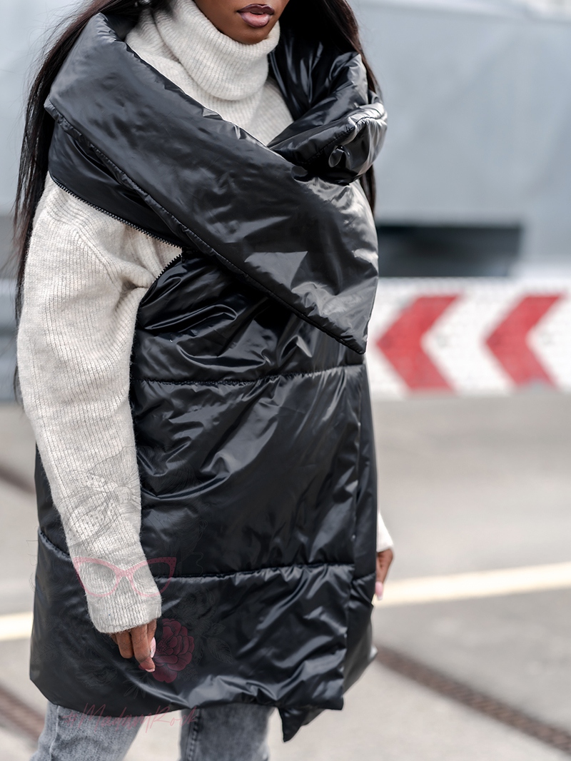 Kamizelka asymetryczna Wind czarna Kamizelka asymetryczna Wind czarna