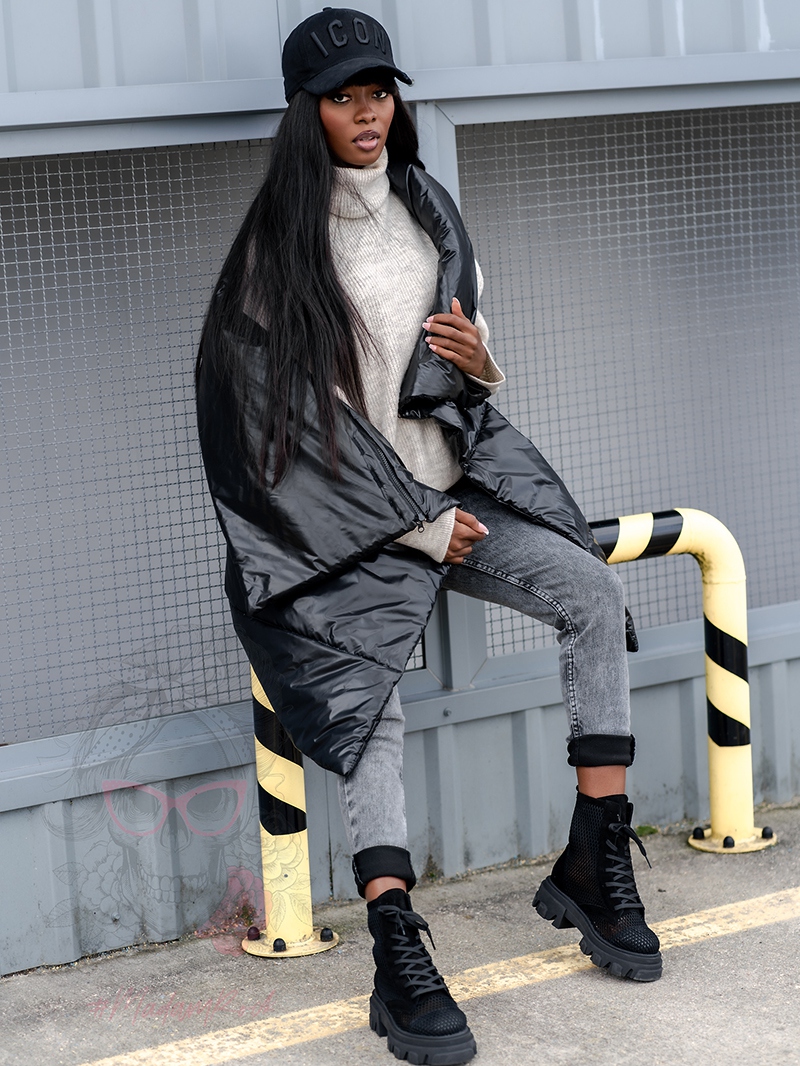 Kamizelka asymetryczna Wind czarna Kamizelka asymetryczna Wind czarna