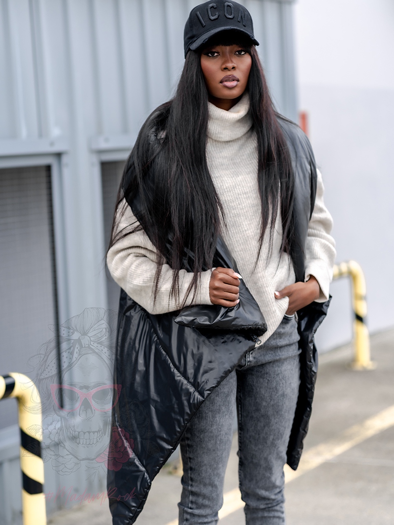 Kamizelka asymetryczna Wind czarna Kamizelka asymetryczna Wind czarna