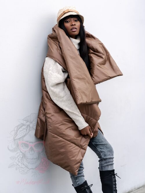 Kamizelka asymetryczna Wind karmelowa