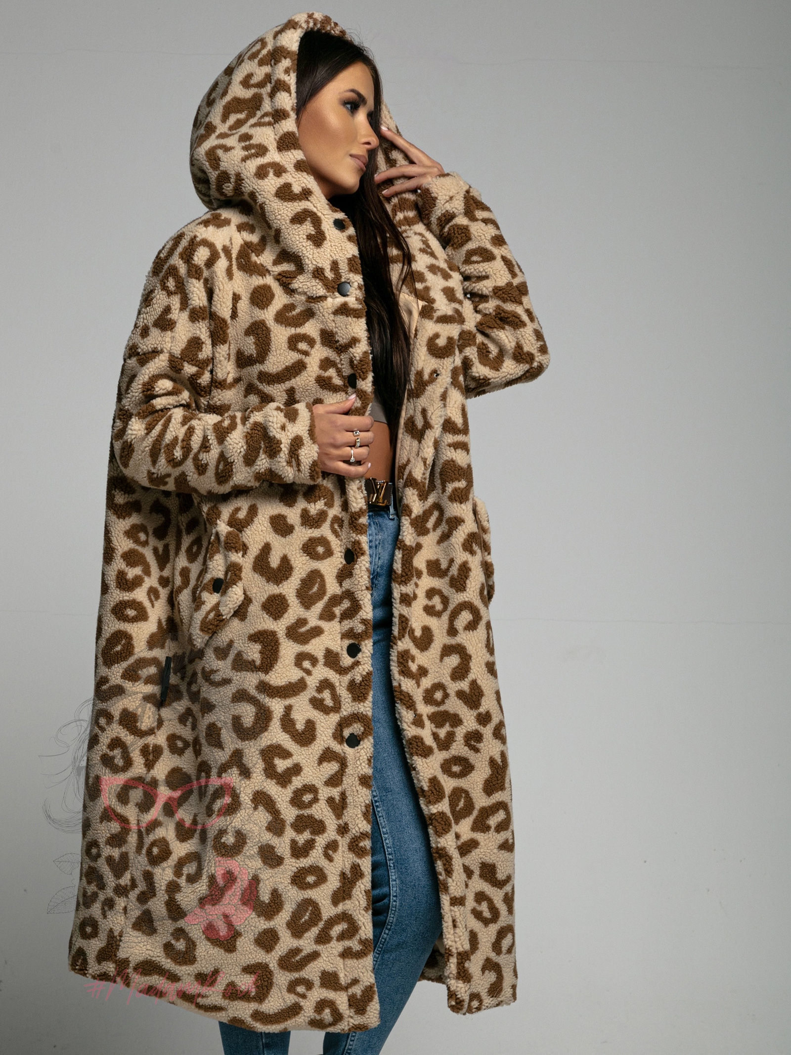 Płaszcz z misia MC Teds beżowy w cętki Płaszcz z misia MC Teds beżowy w cętki