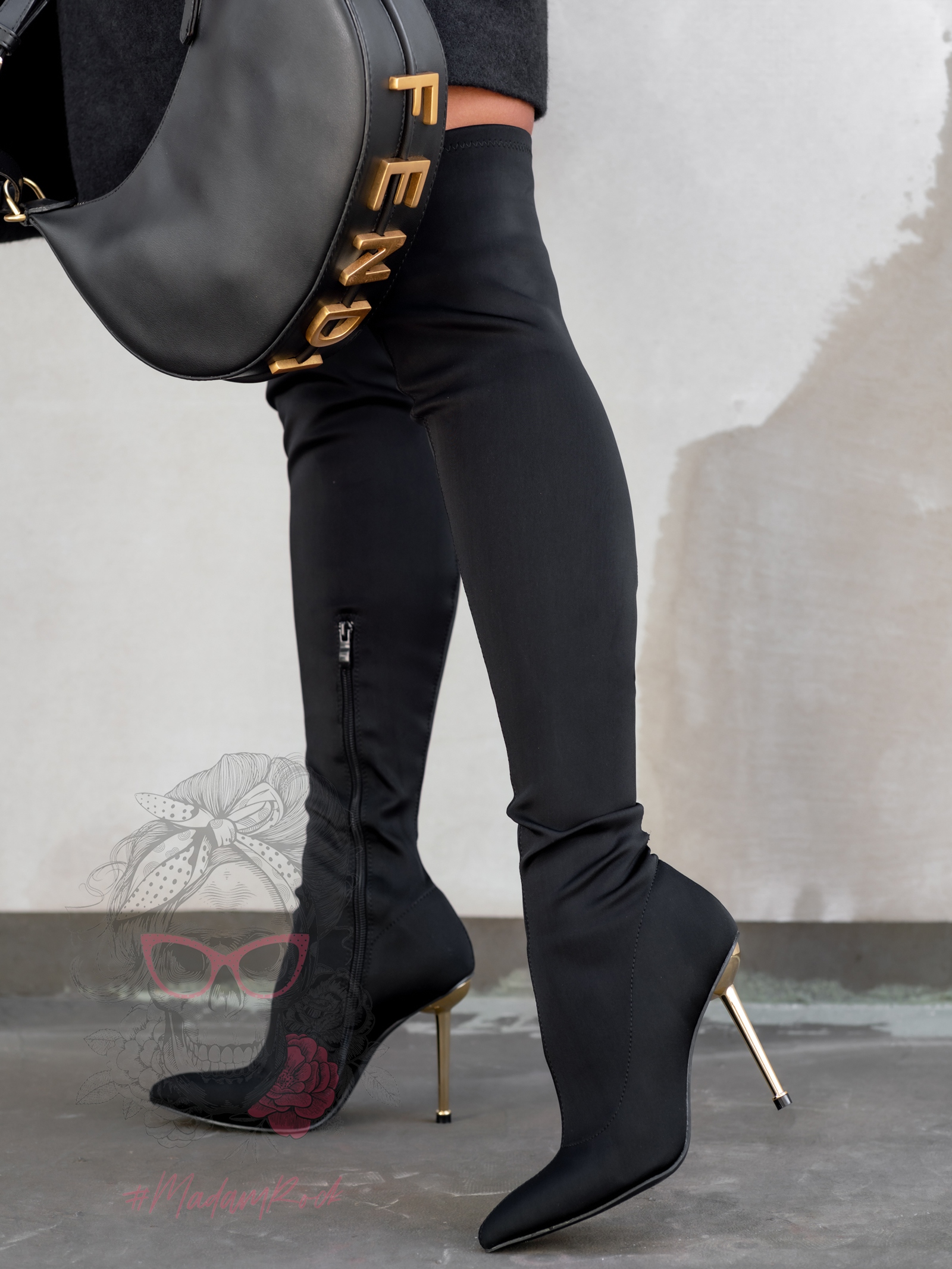 Kozaki elastyczne Madam Caleya czarne