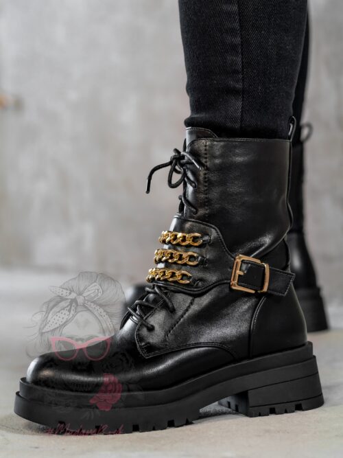 Workery z łańcuszkami Rock Tris czarne