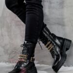 Workery z łańcuszkami Rock Tris czarne