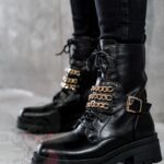 Workery z łańcuszkami Rock Tris czarne