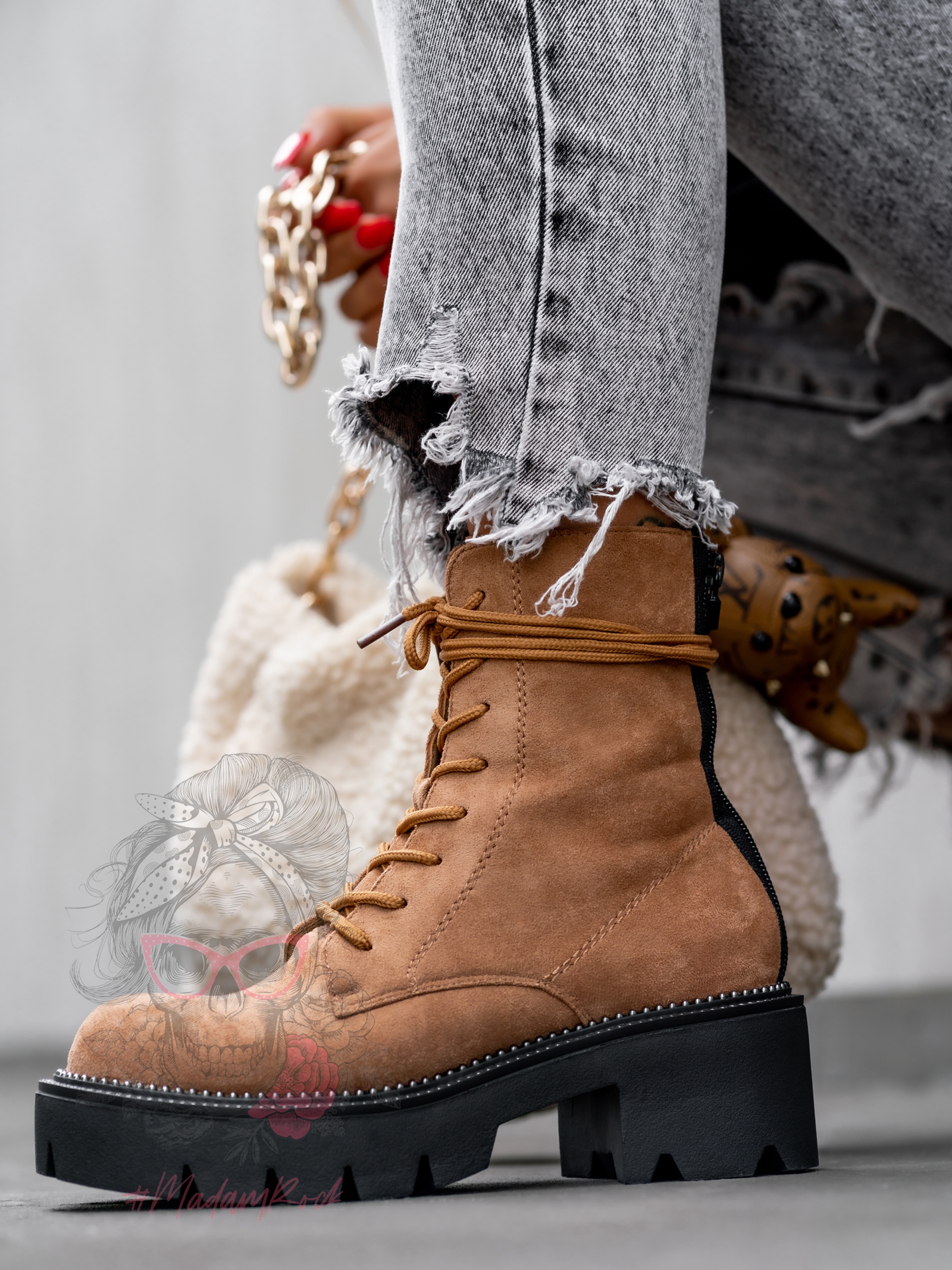 Workery zamszowe Rock Class karmelowe Workery zamszowe Rock Class karmelowe