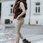 Komplet prążkowany Laki Sort beżowy