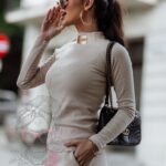 Komplet prążkowany Laki Sort beżowy