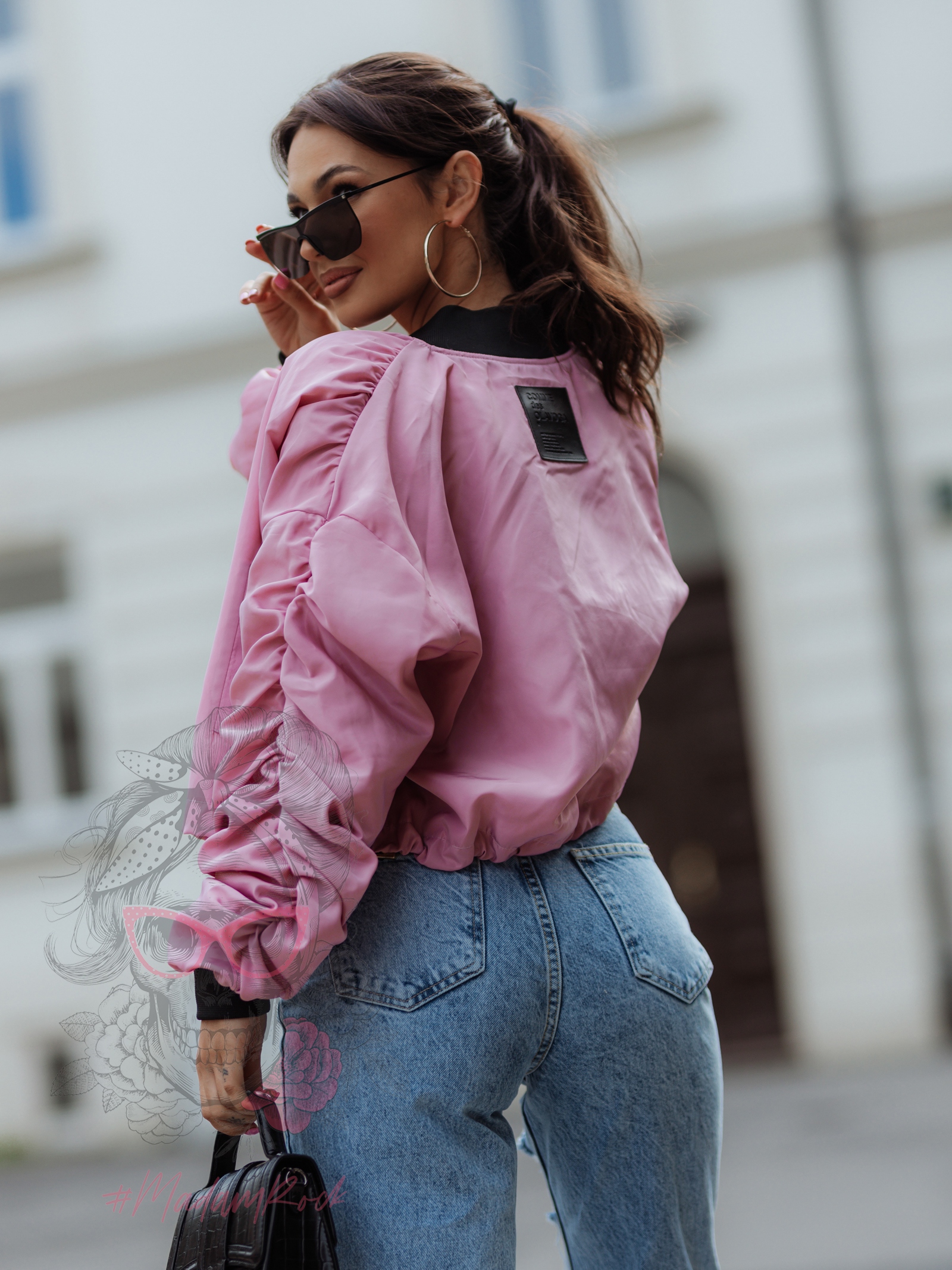 Kurtka bomberka App O'la Voga brudny róż Kurtka bomberka App O'la Voga brudny róż