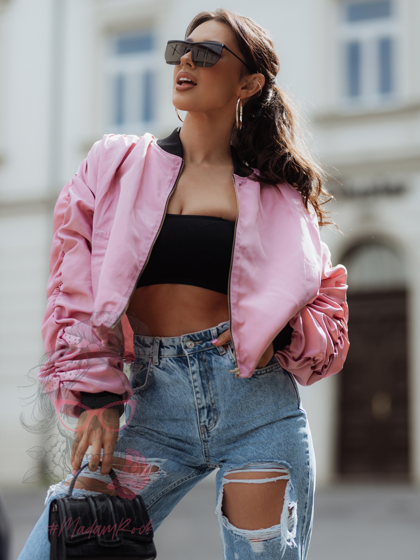 Kurtka bomberka App O'la Voga brudny róż Kurtka bomberka App O'la Voga brudny róż