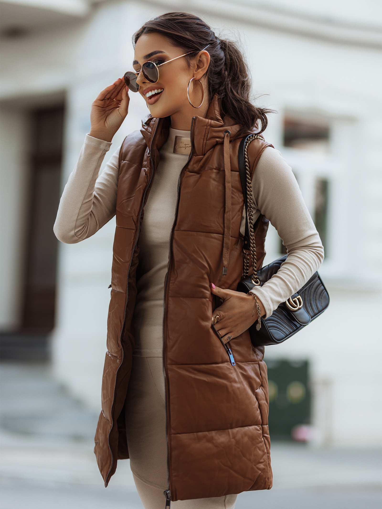 Kamizelka pikowana Cosy karmelowa