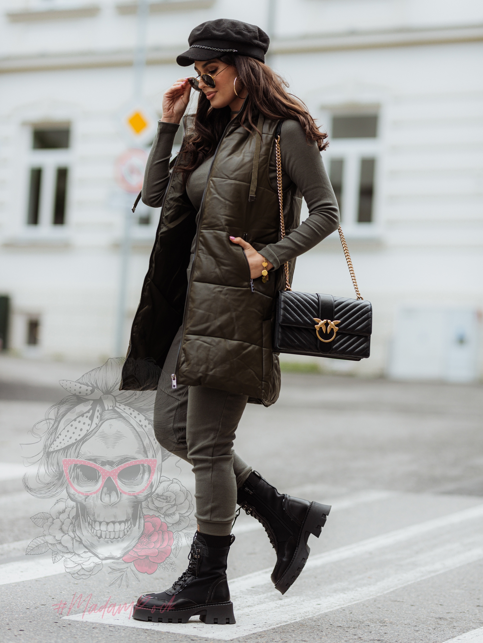 Kamizelka pikowana Cosy khaki