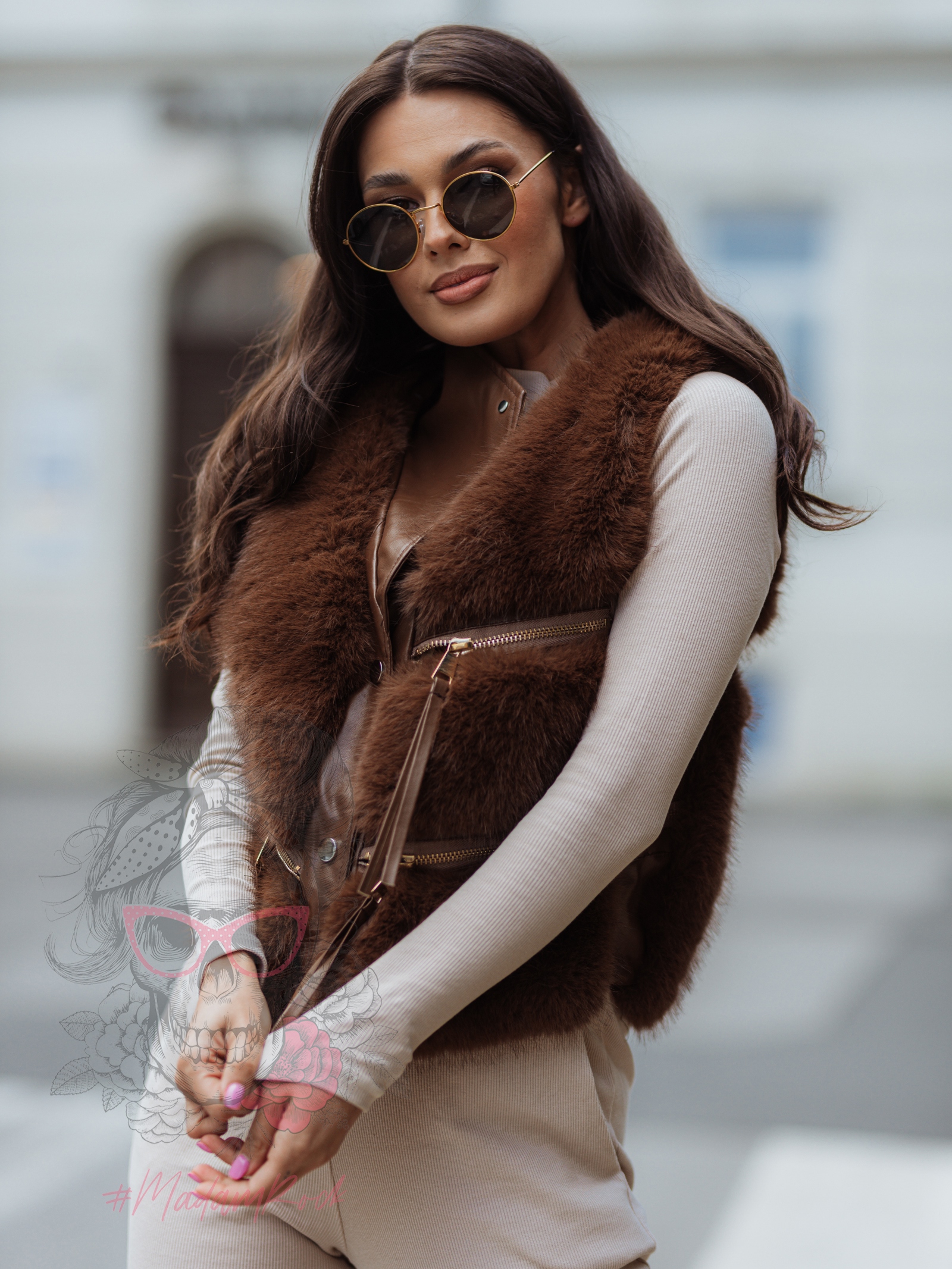 Kamizelka futrzana Luxury brązowa