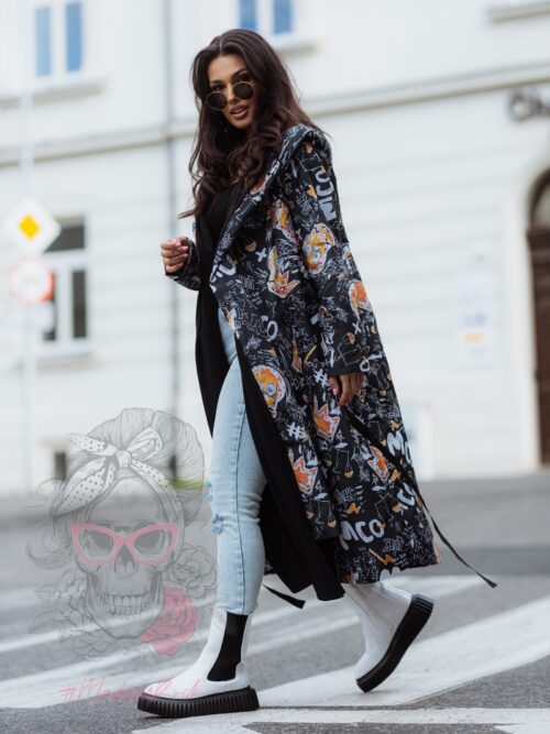 Lekki płaszcz w czaszki Moderni czarny
