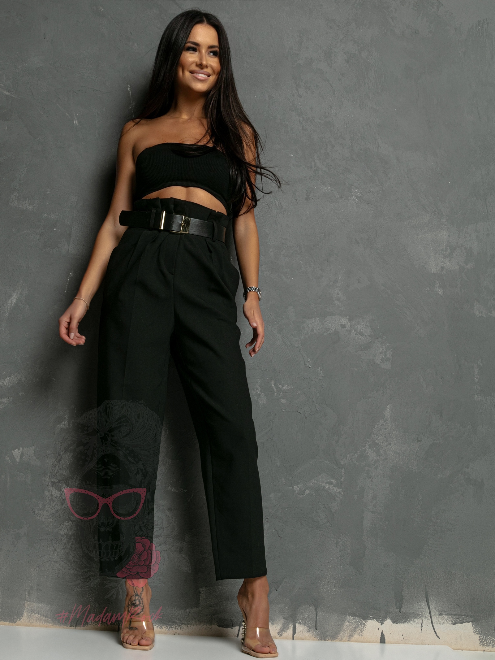 WYPRZEDANE- Spodnie eleganckie z paskiem Gobfo II czarne