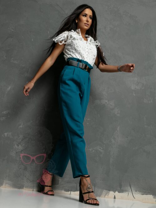 Spodnie eleganckie z paskiem Gobfo II morskie