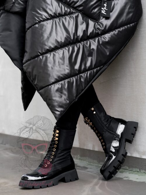 -WYPRZEDANE-Workery lakierowane Rock Gross czarne