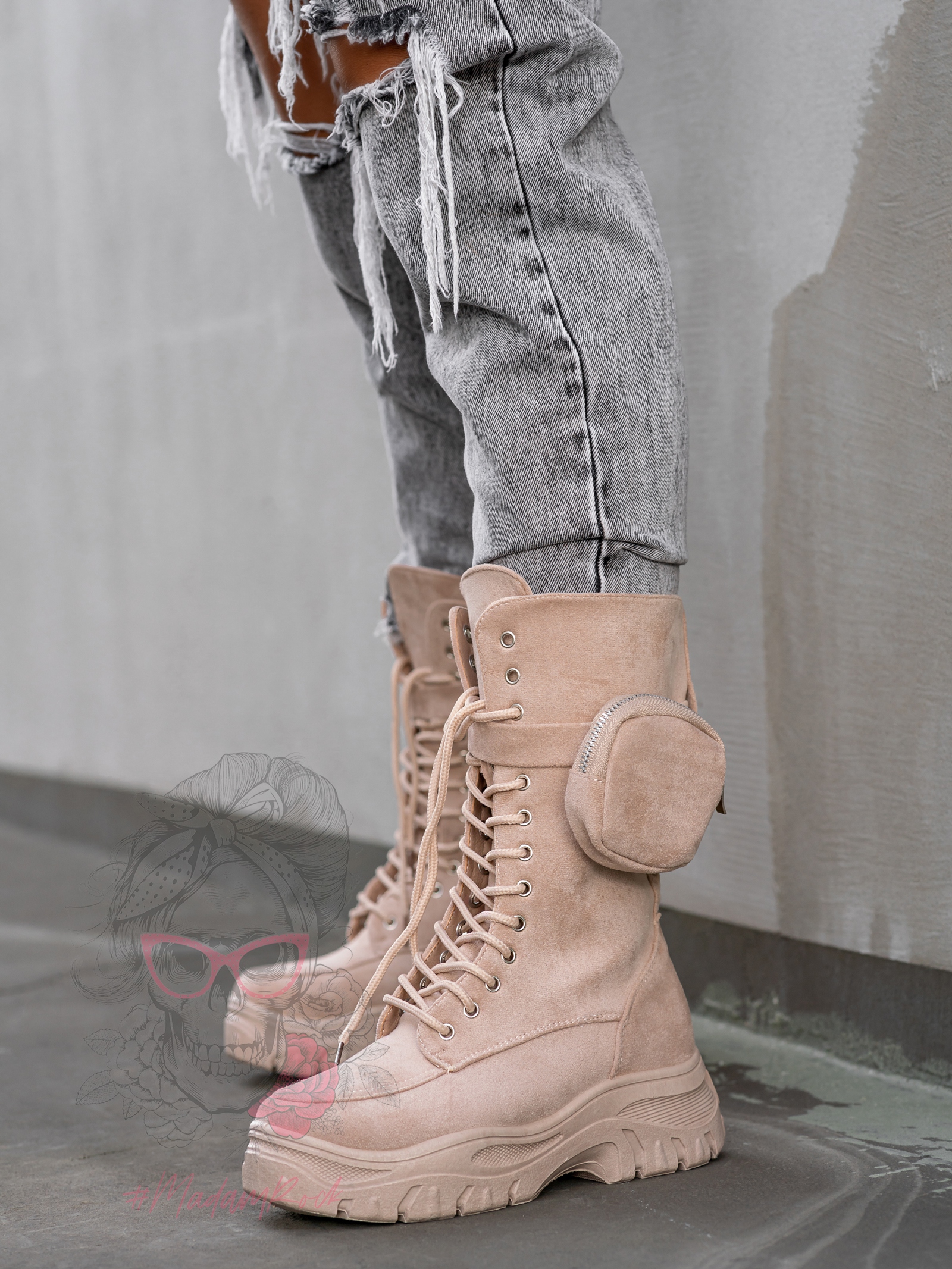 Trapery z kieszonką Madam Suset beżowe