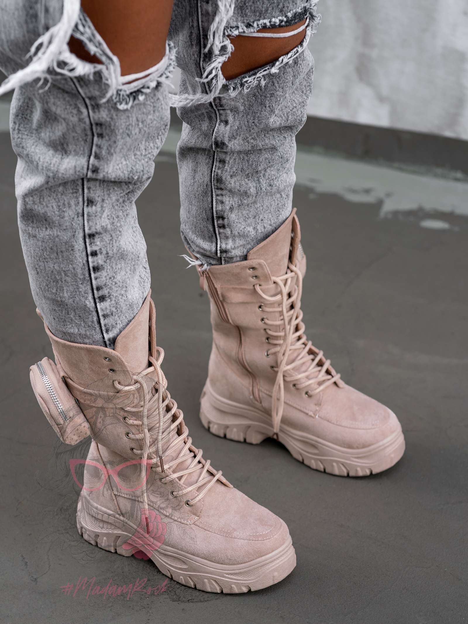 Trapery z kieszonką Madam Suset beżowe