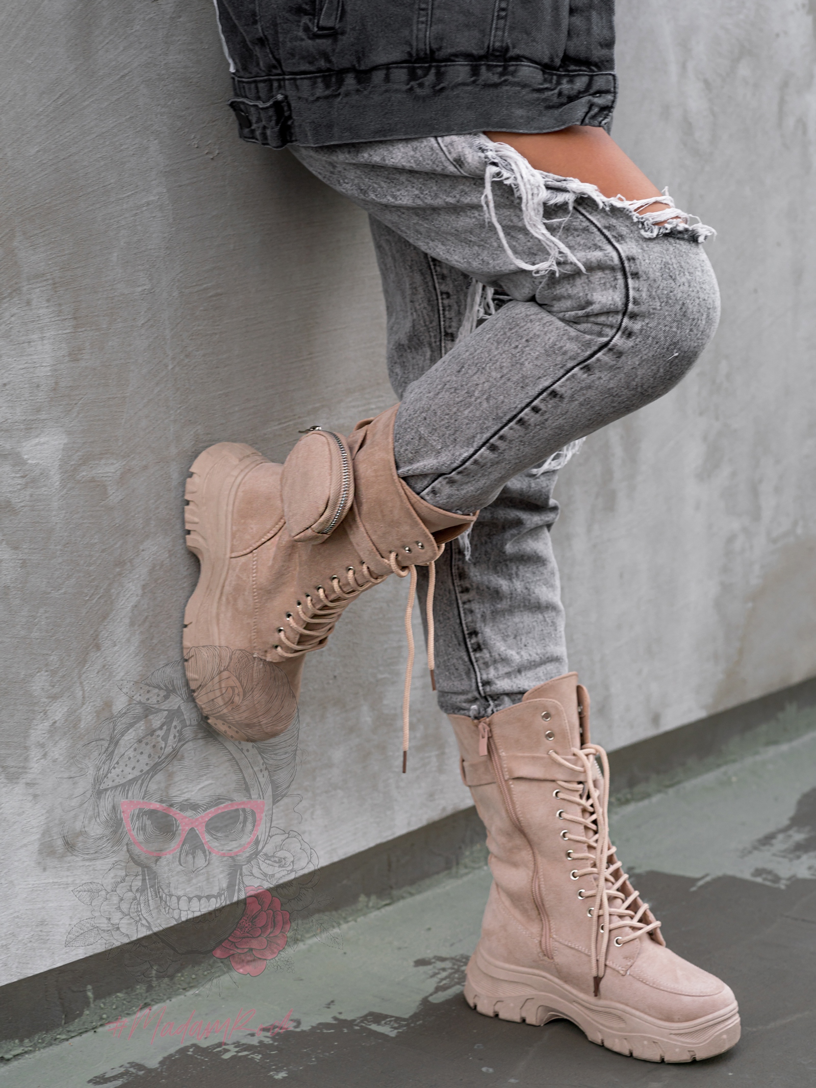 Trapery z kieszonką Madam Suset beżowe