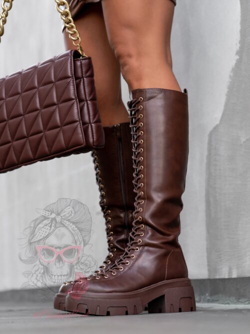 Workery długie sznurowane Rock Bogotto brązowe