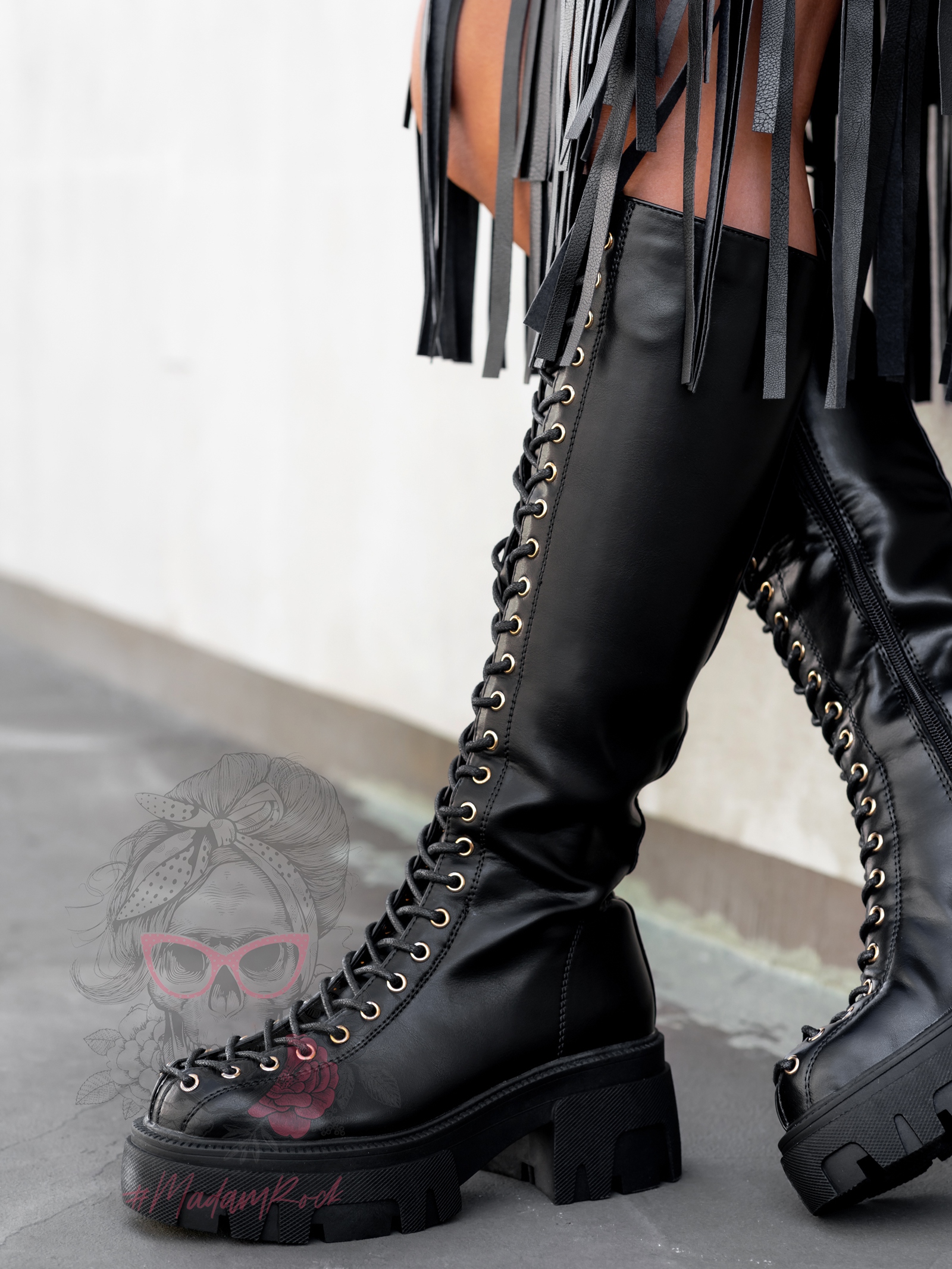 Workery długie sznurowane Rock Bogotto czarne