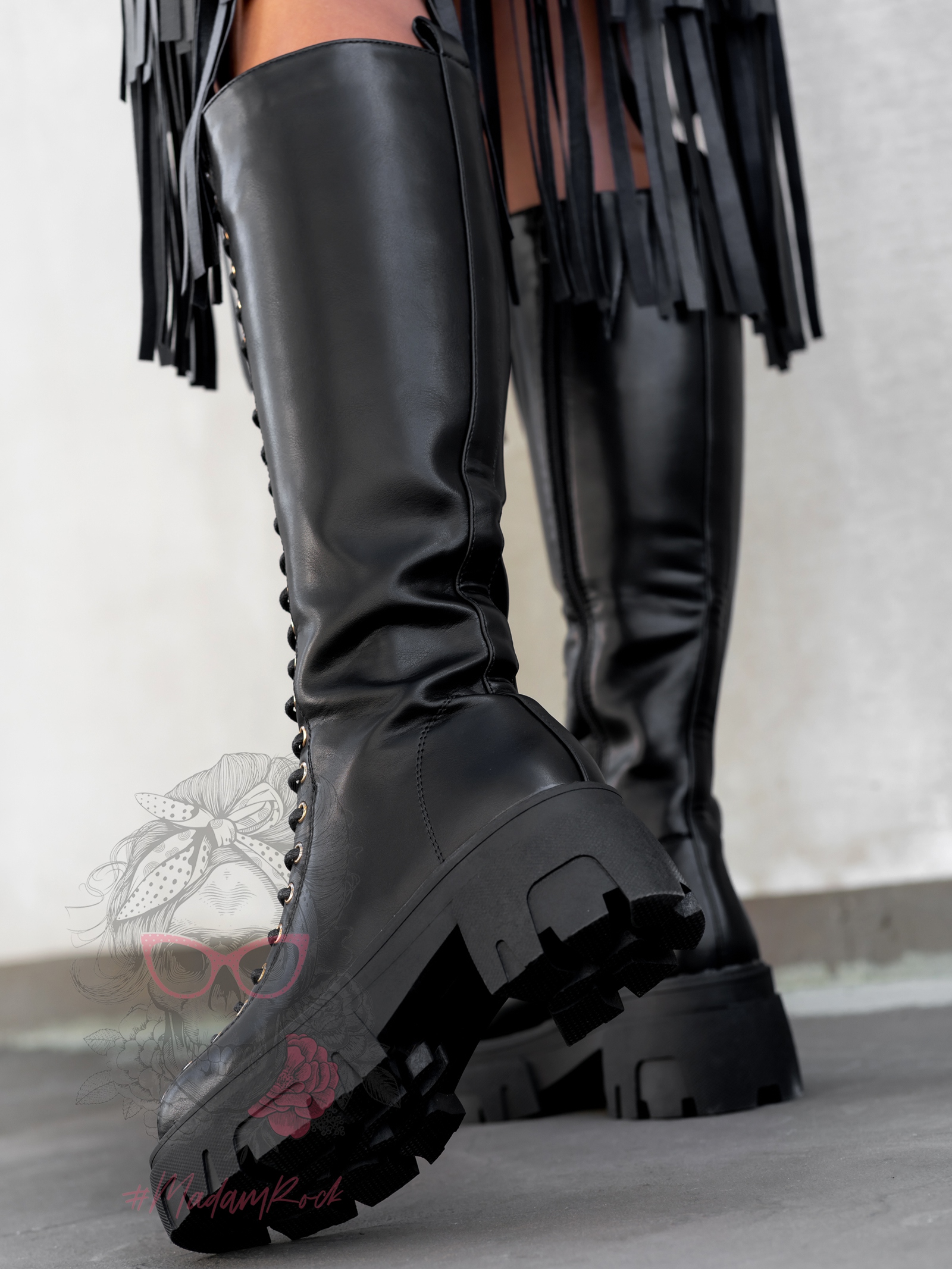 Workery długie sznurowane Rock Bogotto czarne