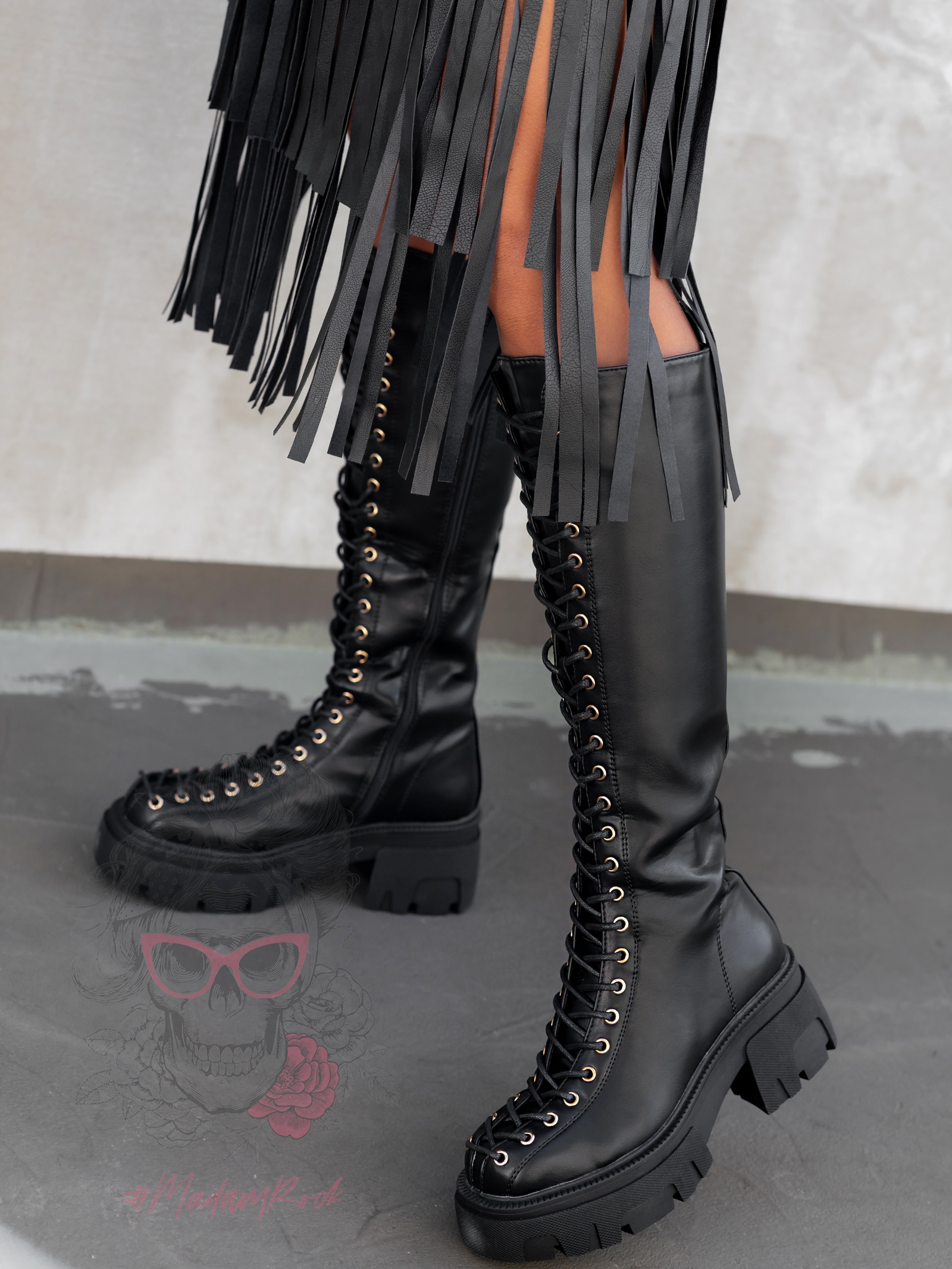 Workery długie sznurowane Rock Bogotto czarne