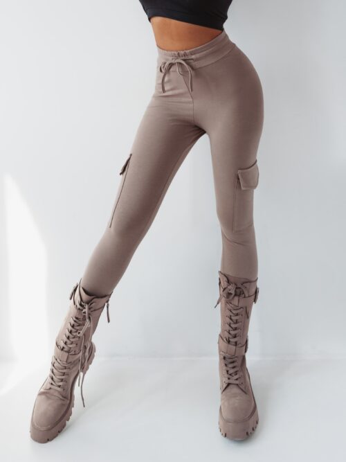 Spodnie z wysokim stanem Ola Voga Comfort Sport c.beżowe