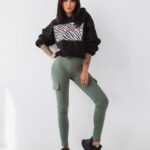 Spodnie z wysokim stanem Ola Voga Comfort Sport khaki