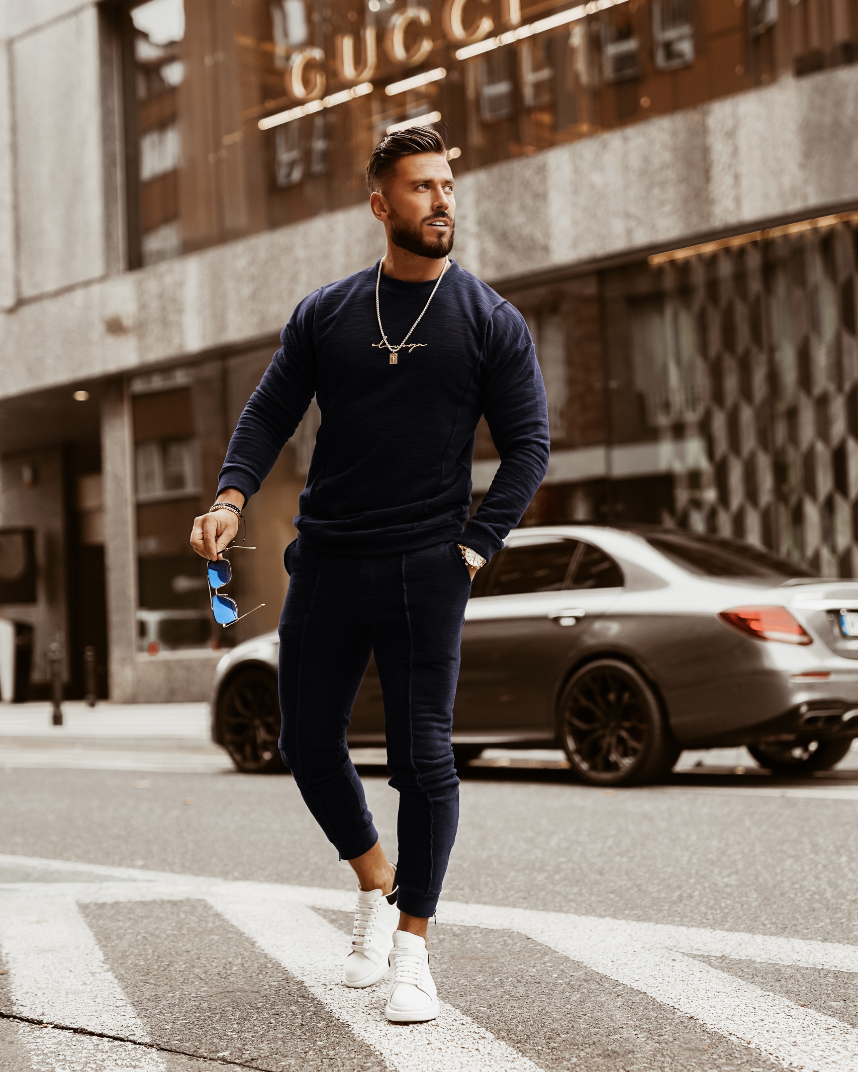 Komplet męski Ola Voga Sharp Font granatowy