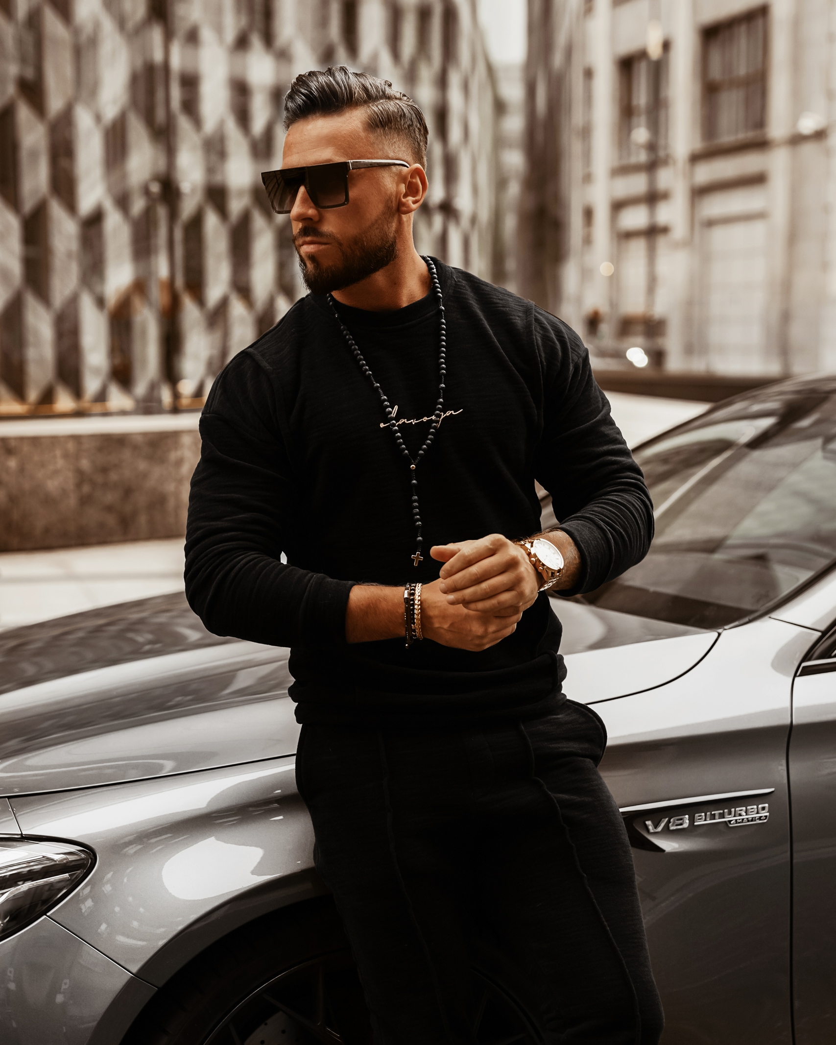 Komplet męski Ola Voga Sharp Font czarny