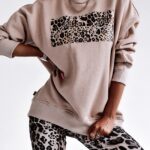 Bluza bawełniana Panther Print Ola Voga beżowa