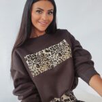 Bluza bawełniana Panther Print Ola Voga brązowa