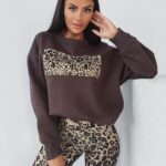 Bluza bawełniana Panther Print Ola Voga brązowa