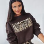 Bluza bawełniana Panther Print Ola Voga brązowa