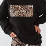 Bluza bawełniana Panther Print Ola Voga czarna