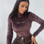 Body welurowe Ola Voga Pretty brązowe