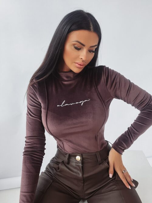 Body welurowe Ola Voga Pretty brązowe