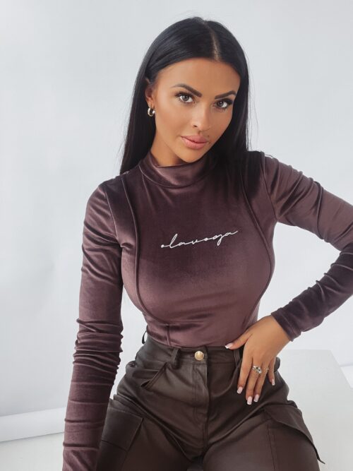 Body welurowe Ola Voga Pretty brązowe