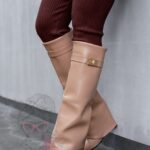 Kozaki koturny Madam Givme beżowe