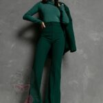 Spodnie Eleganckie Rozszerzane Hipnosis butelkowe zielone